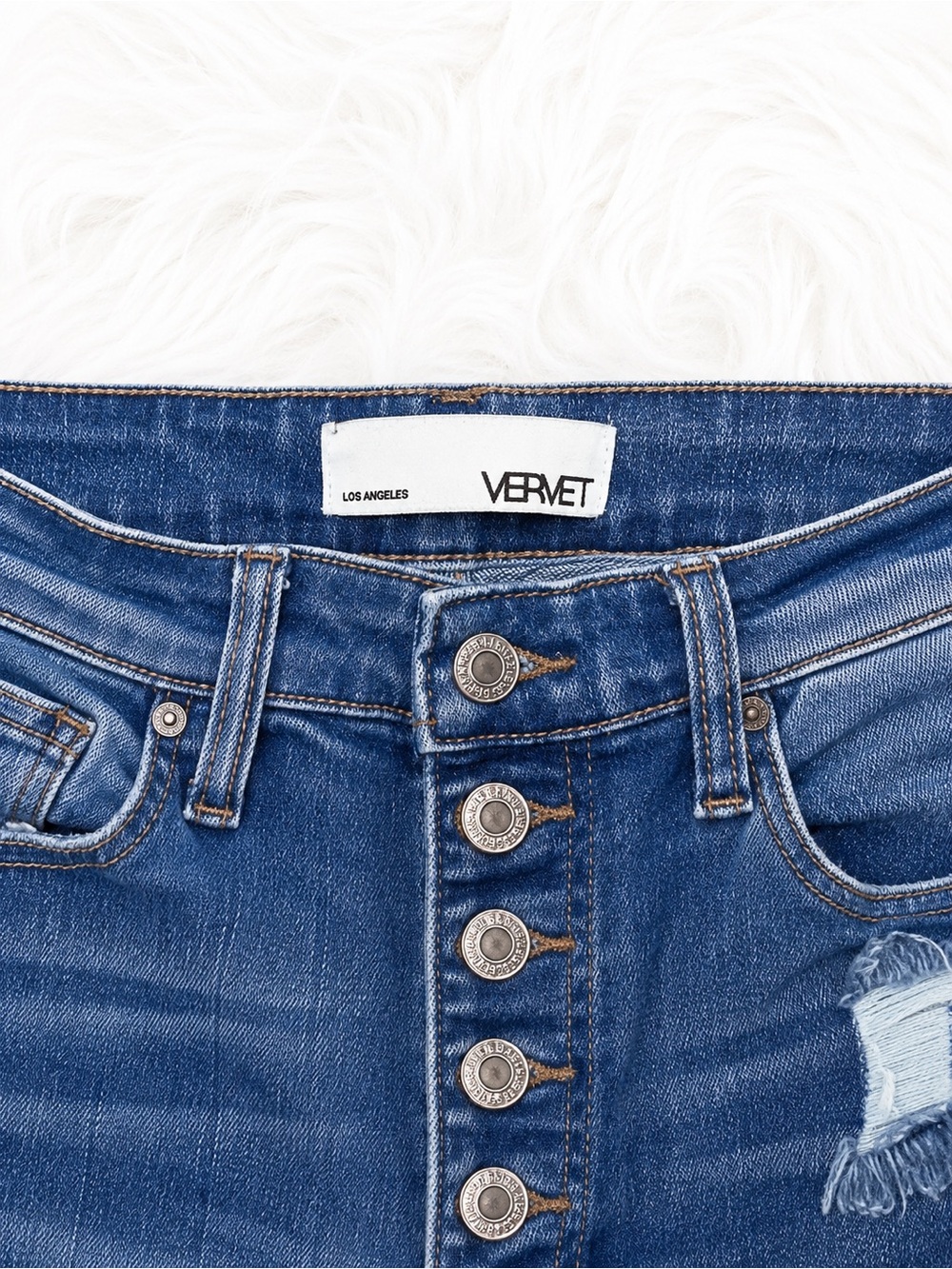 Vervet High Rise Wide Leg Jeans Women’s Size 27 Button Fly Stretch Denim Trendy - Picture 3 of 4